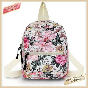 Nylon Mini Backpack Purse Lightweight Adjustable Straps Floral Design Chic